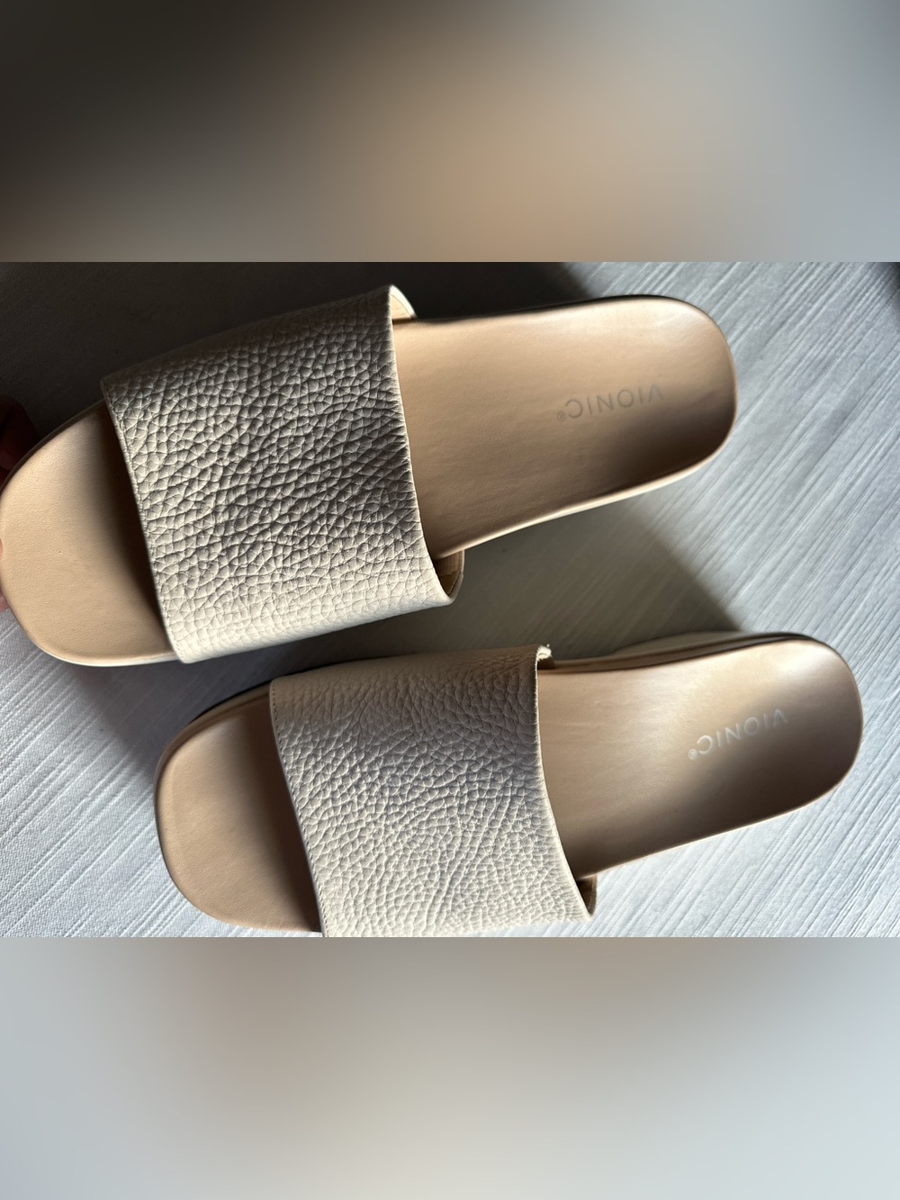 Vionic Trista Platform Slide Sandals Cream Leather | 11